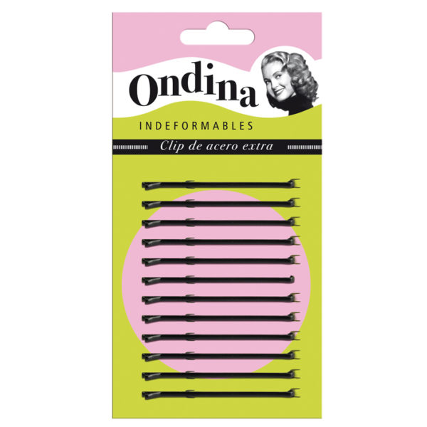 CARTON 12 CLIPS ONDINA NEGRO 70 MM