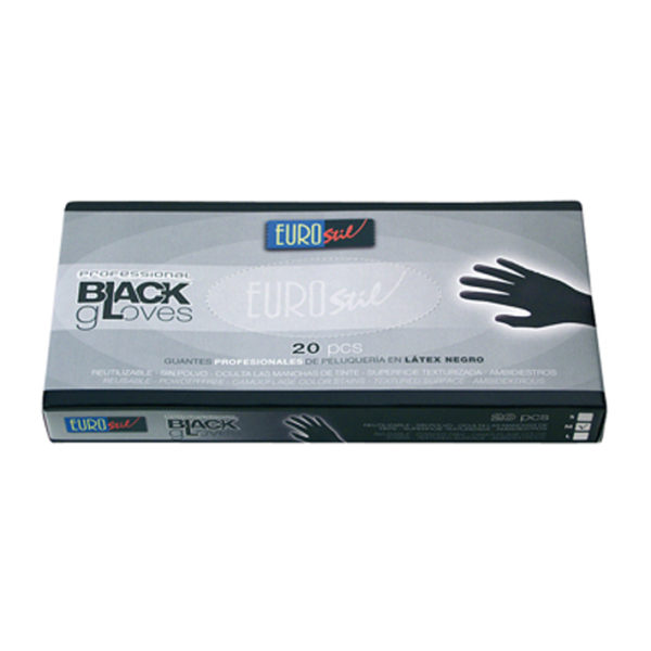 BOX 20 SMALL BLACK LATEX GLOVES