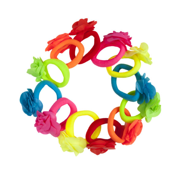 BAG 12 ELASTICS HAIR FLUOR FLOWER