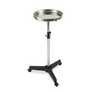 PLATO ACERO INOX. REGULABLE CON PIE Y RUEDAS