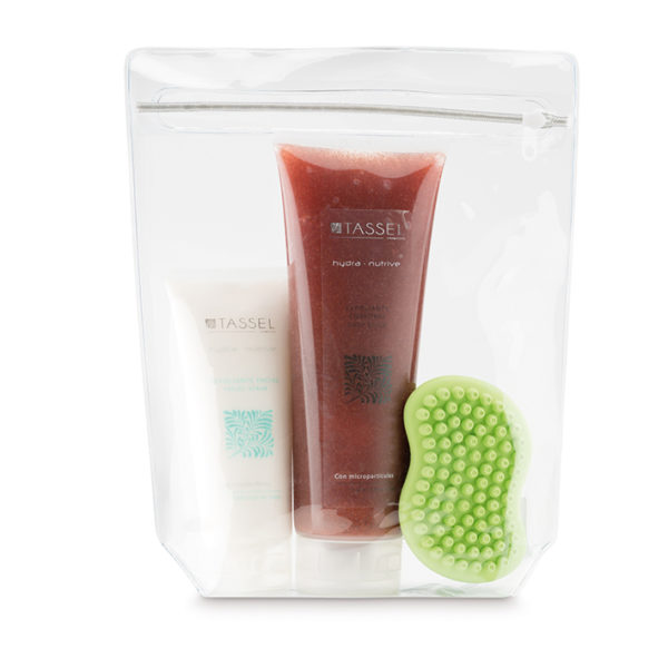 KIT EXFOLIANTE FACIAL, CORPORAL Y ESPONJA GOMA