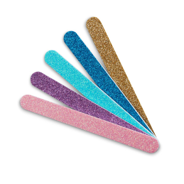 BAG OF 5 GLITTER COLOURED NAIL FILES