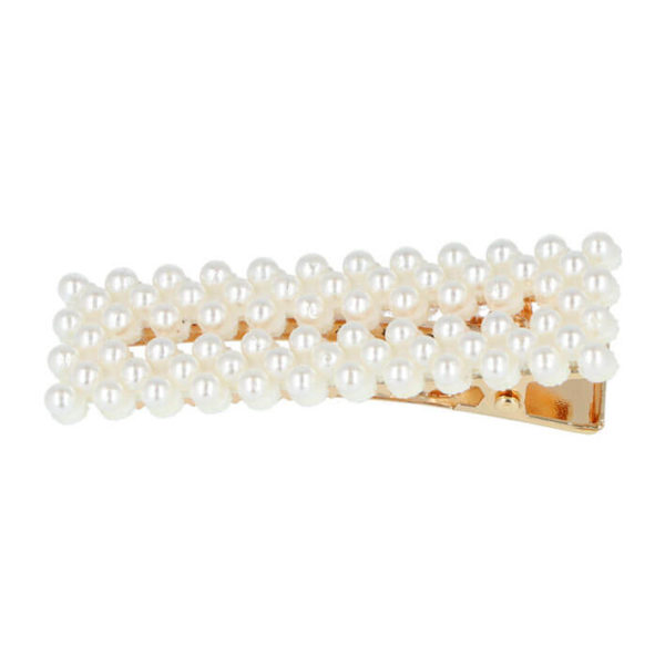 RECTANGULAR HAIR GRIPS WITH MINI-PEARLS 2 PCS