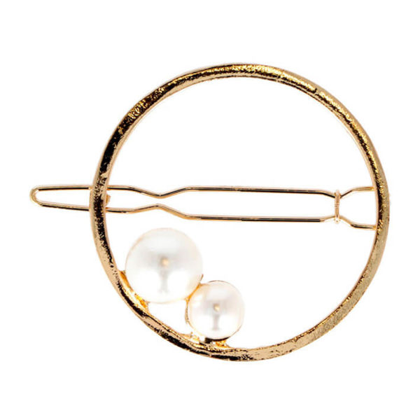 ROUND HAIR SLIDE WITH 2 PEARLS 2 PCS