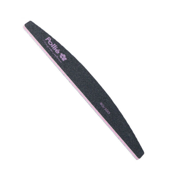 HALF-MOON BLACK NAIL FILE 80/100 - 28X178MM WITH A BAG