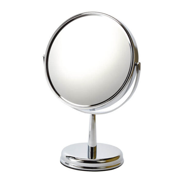 ROUND CHROMED MIRROR WITH A FOOT AND BASE 7X - 21CM