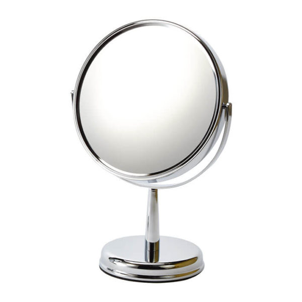 MIROIR CHROMÉ ROND AVEC PIEDS ET SUPPORT 10X - 15CM