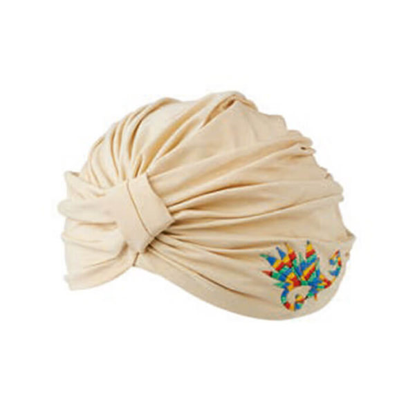 Turban beige décoré