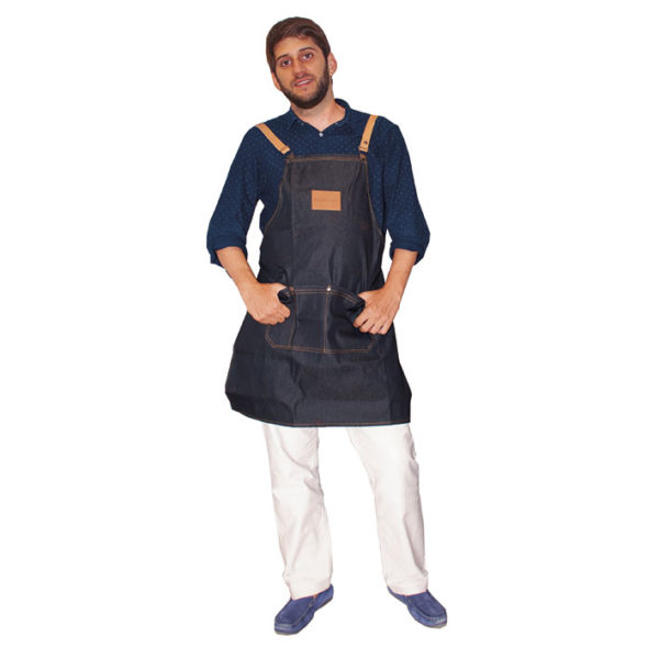 BLACK JEANS APRON BARBER LINE 75X65 CM