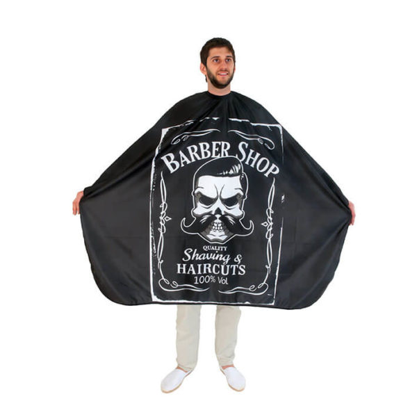 LOGO BARBER SHOP CAPE 140X160 WITH BUTTON CLOSURE