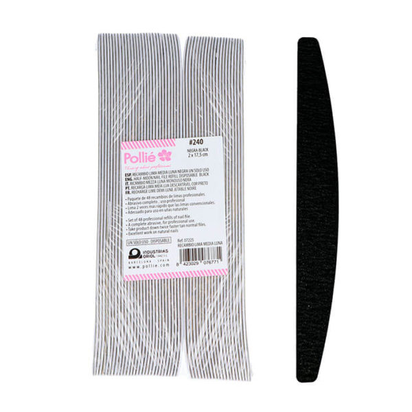 PACK 48 SPARE PARTS HALF MOON NAIL FILE #240 BLACK