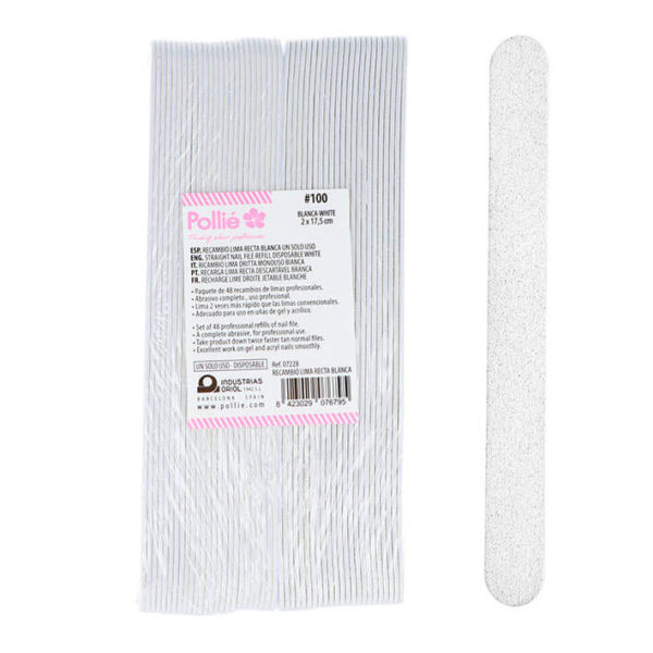 PACK 48 SPARE PARTS STRAIGHT NAIL FILE #100 WHITE