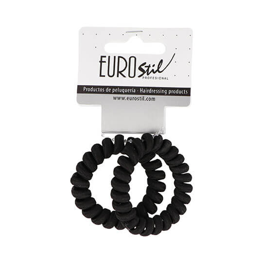 PACK 2 BLACK LINED SPIRAL ELASTICS HAIR