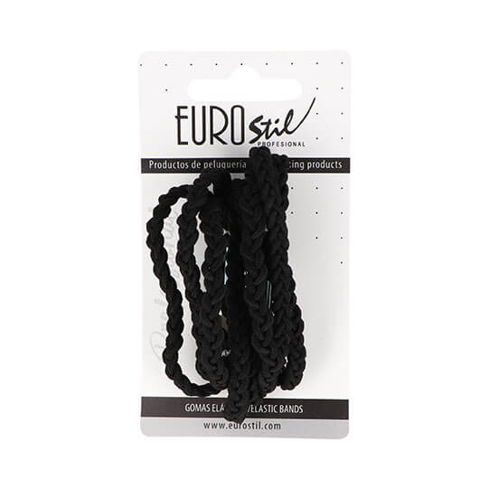 CARD 8 BLACK BRAIDED ELASTICS HAIR